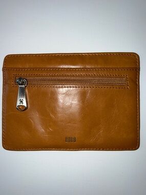 HOBO Tan Leather Front-Zip Card Wallet